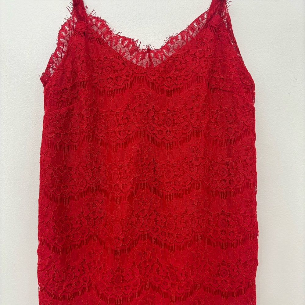 S Monteau Los Angeles Red Lace Cami Tank Top